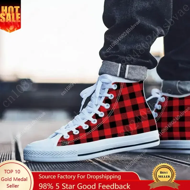 Plaid High Top Shoes Mens Wome - Men'S Shoes Qn recensione e prezzo
